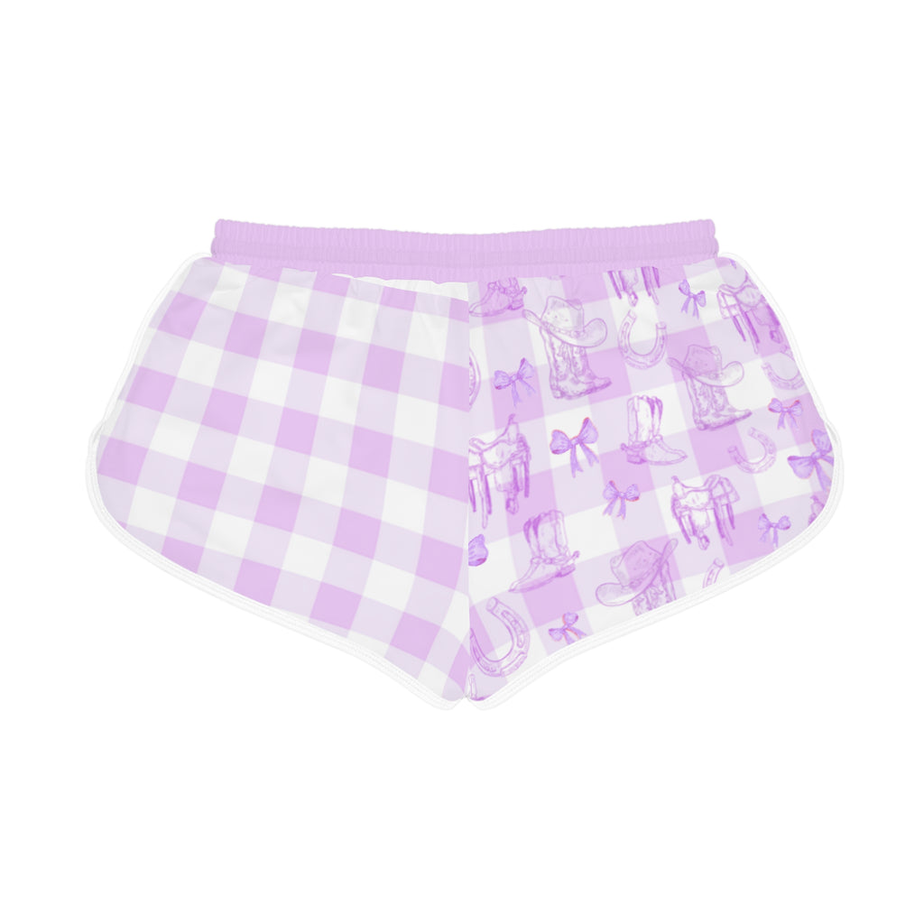 Women's Gingham Boots n' Bows Lounge Shorts - Lavender