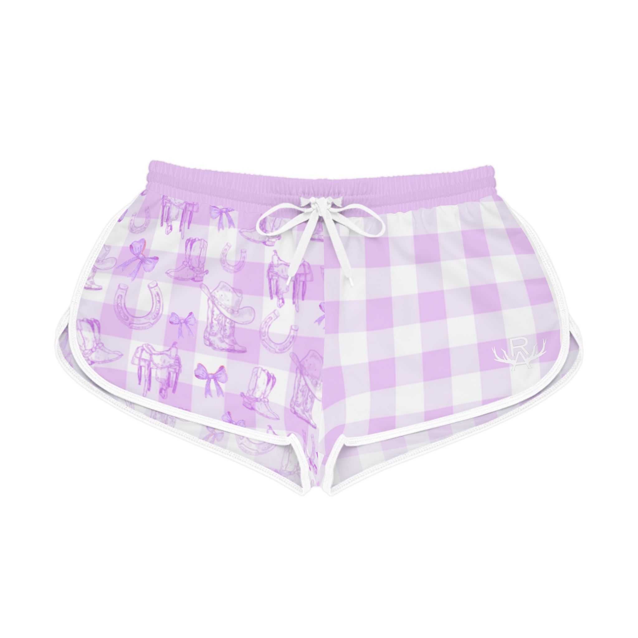 Women's Gingham Boots n' Bows Lounge Shorts - Lavender
