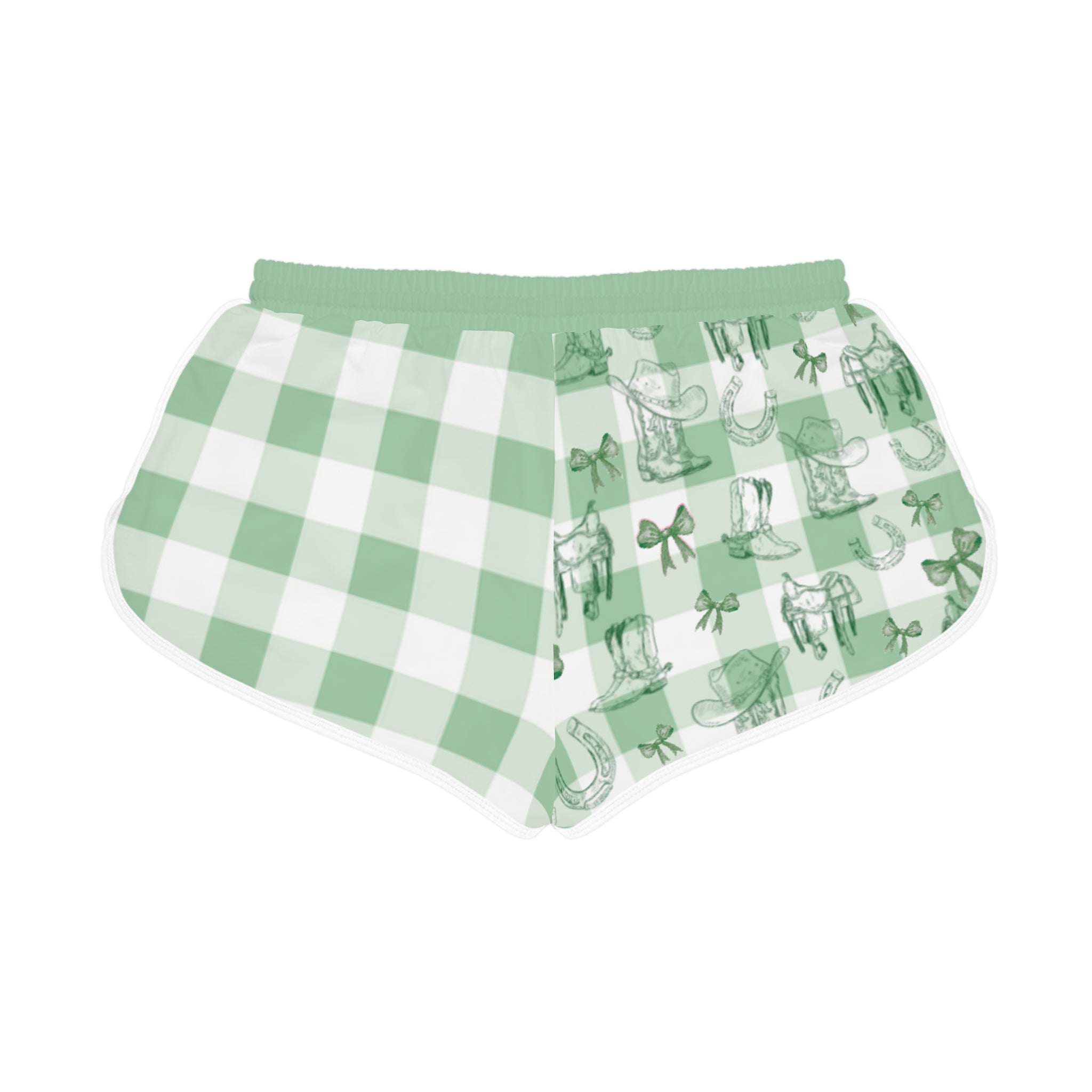 Women's Gingham Boots n' Bows Lounge Shorts - Eucalyptus