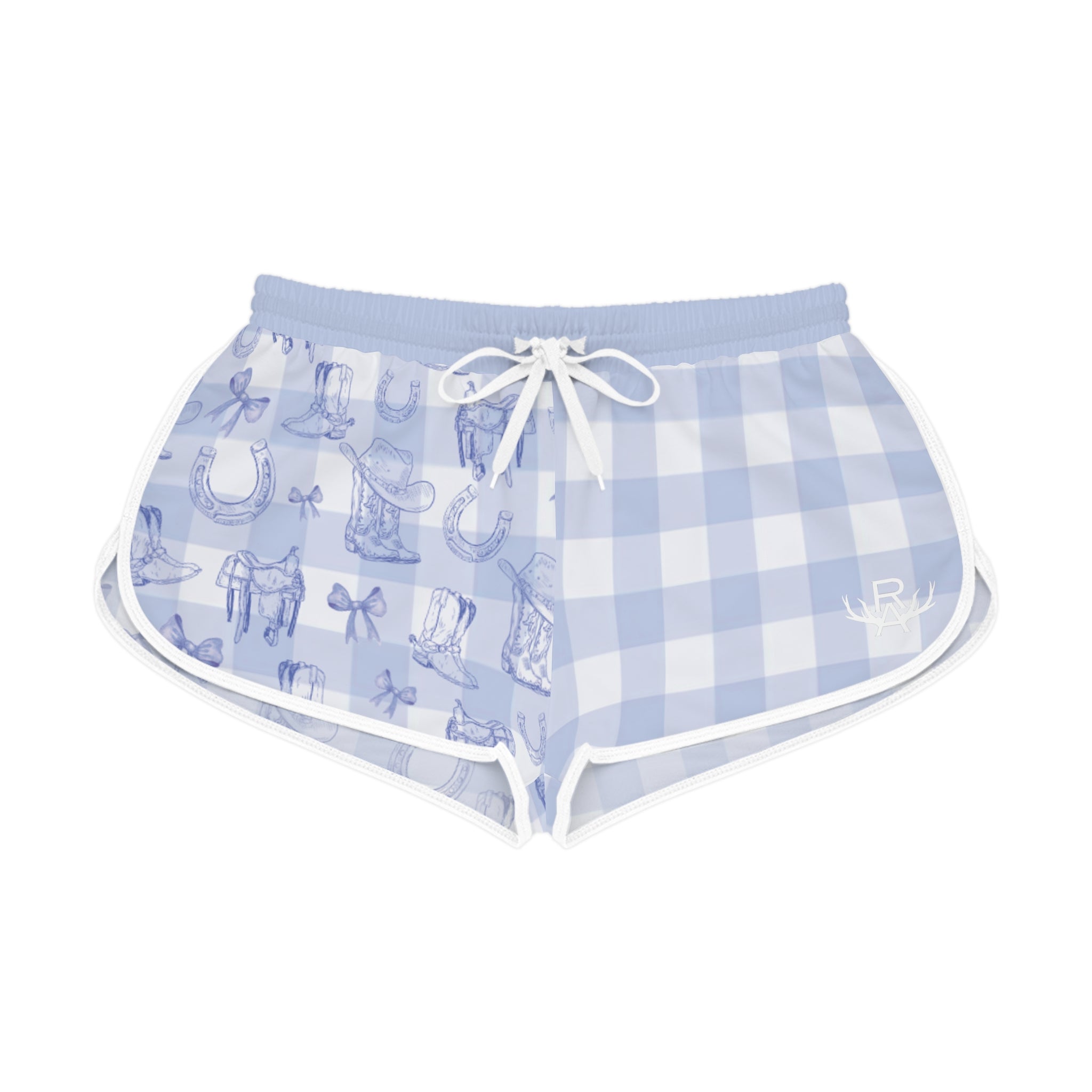 Women's Gingham Boots n' Bows Lounge Shorts - Bluebell