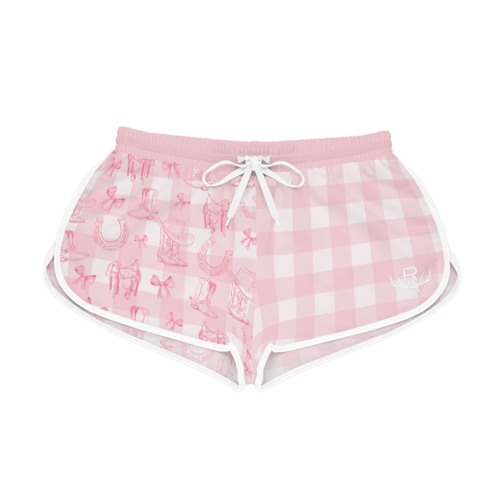 Women's Gingham Boots n' Bows Lounge Shorts - Rose