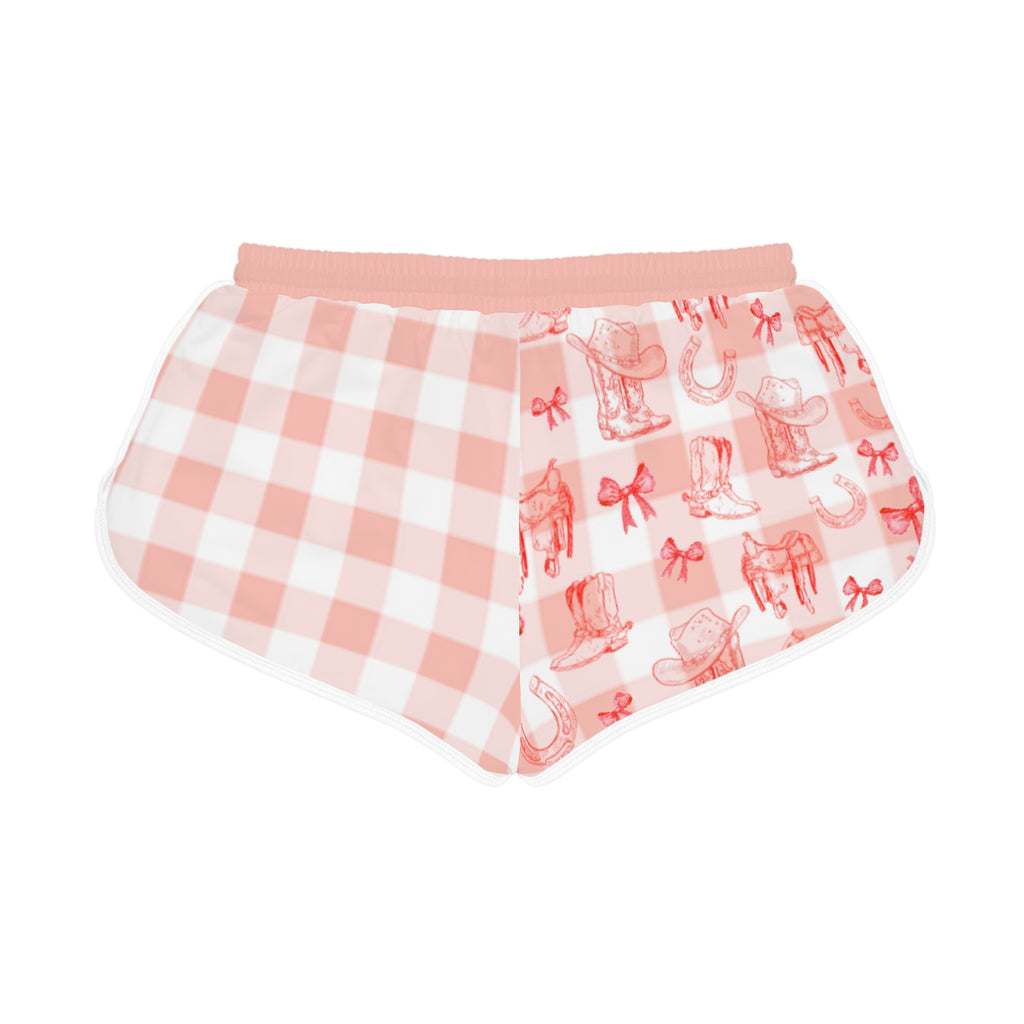 Women's Gingham Boots n' Bows Lounge Shorts - Hibiscus Red