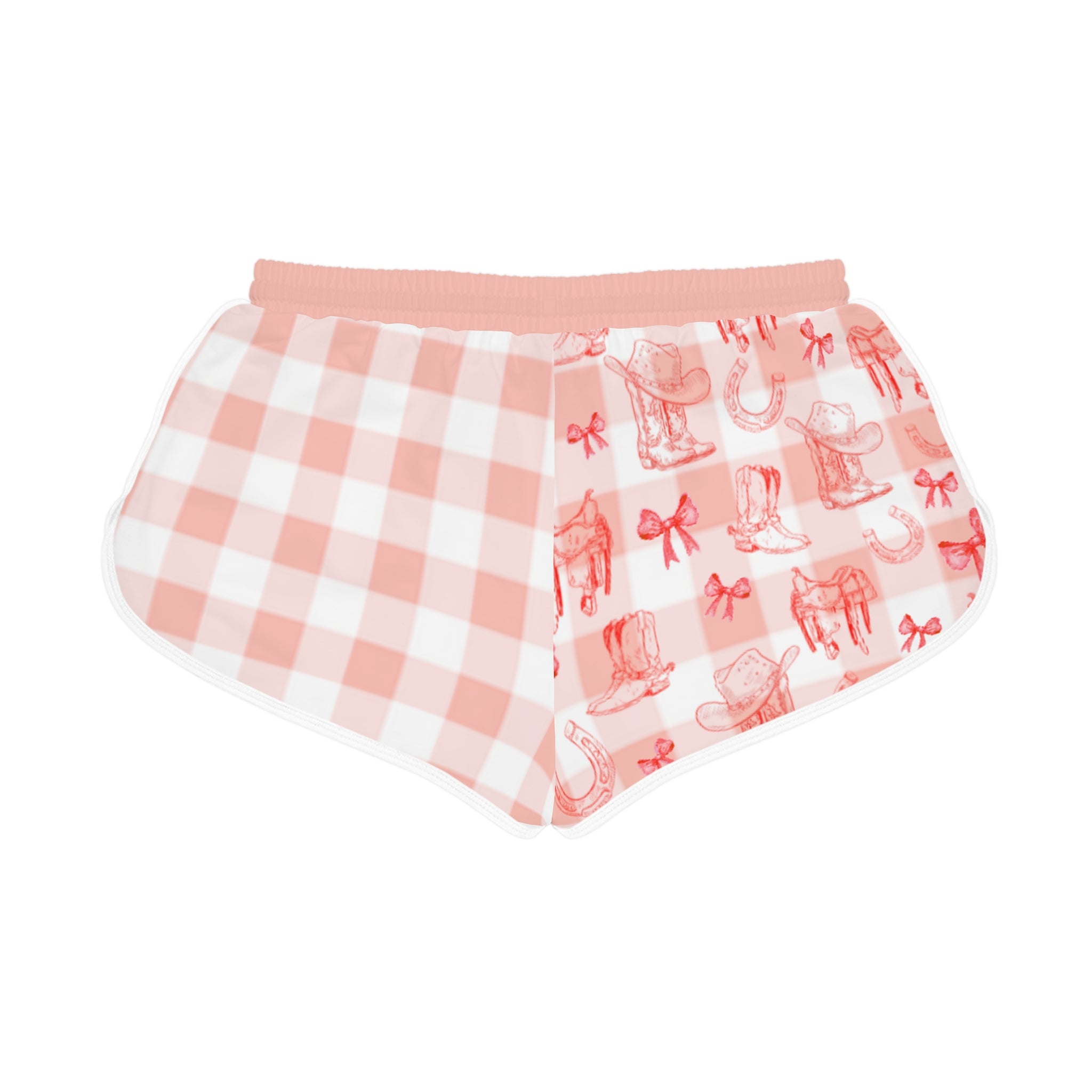 Women's Gingham Boots n' Bows Lounge Shorts - Hibiscus Red