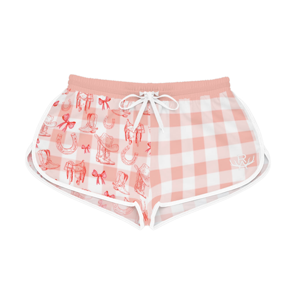 Women's Gingham Boots n' Bows Lounge Shorts - Hibiscus Red